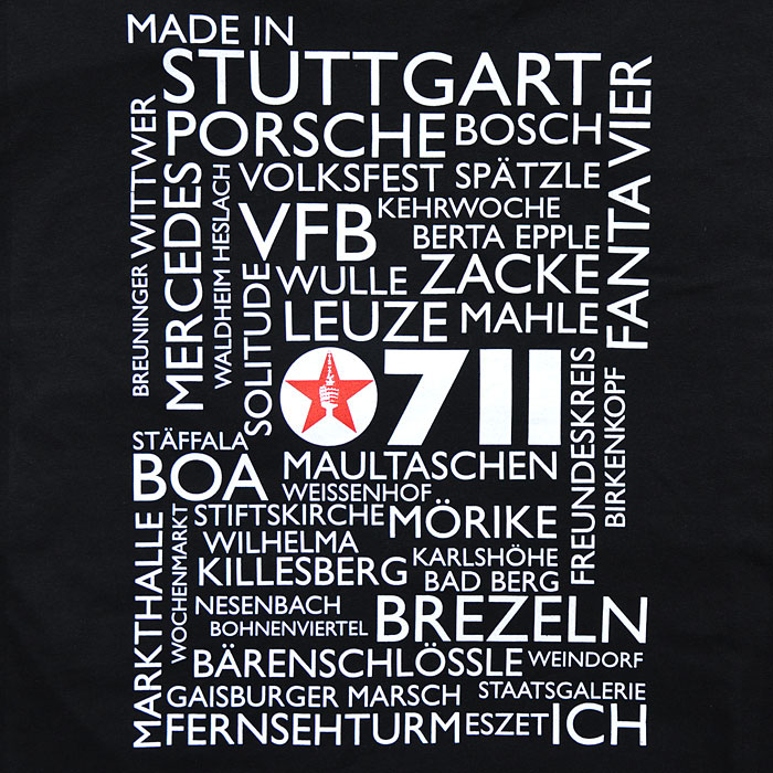 STUTTGART SHIRT "KREUZ UND QUER", SCHWARZ