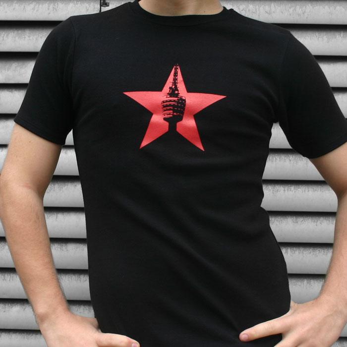 Stuttgart Shirt "Fernsehturm roter Stern" schwarz